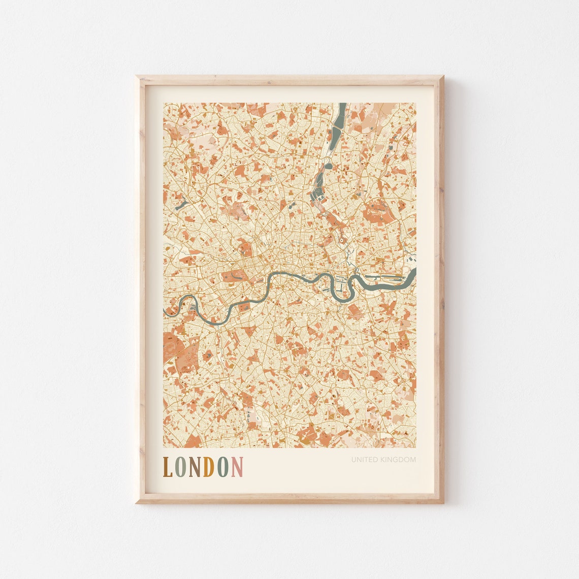 London Map Poster London Poster London Wall Art London City Map London Map Print London Travel London United Kingdom Boho Wall Art