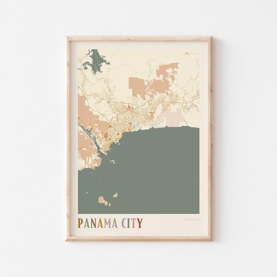 Panama City Map Poster Print Wall Art Travel Gift Boho