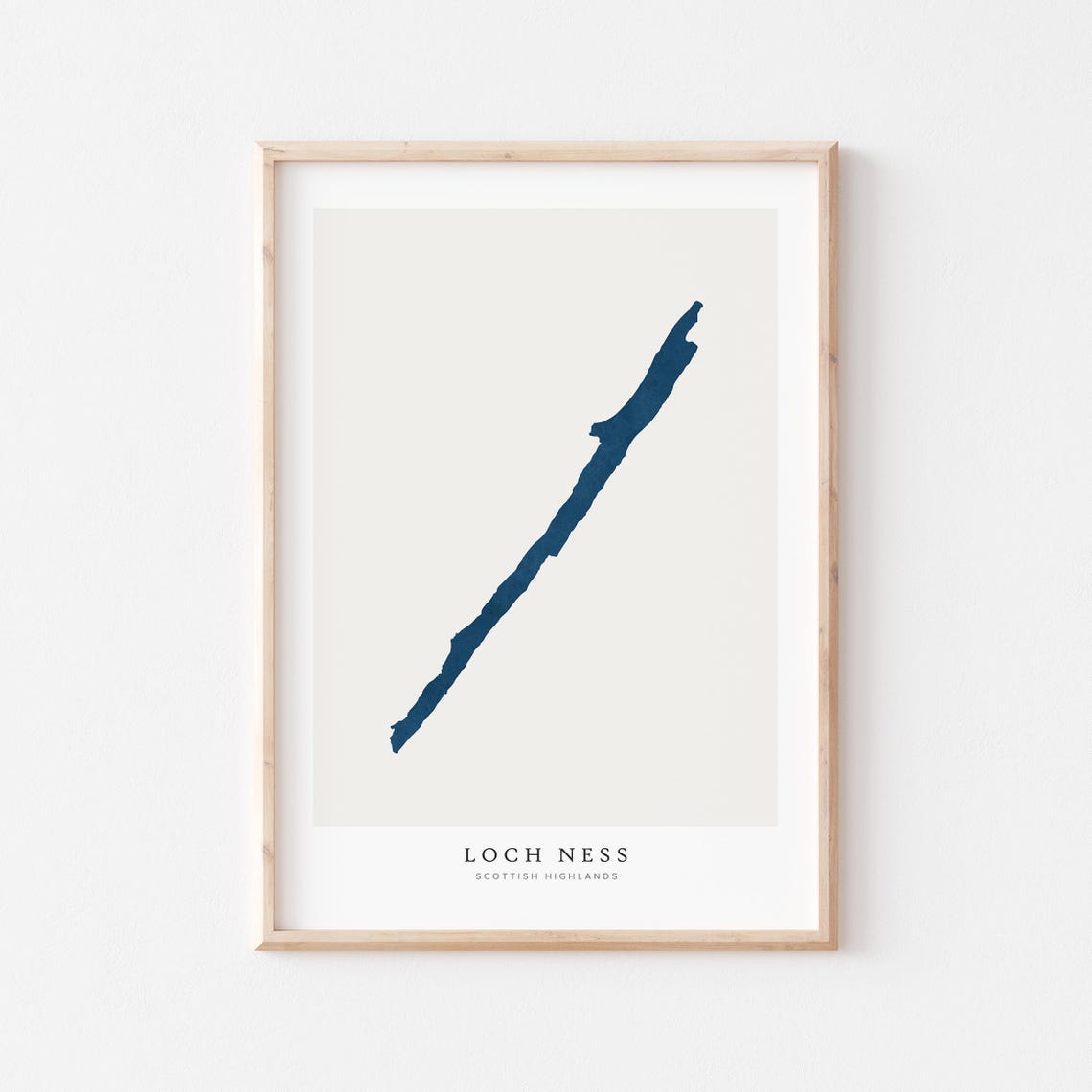 Loch Ness Scottish Highlands Navy Minimalist Lake Map Art Poster