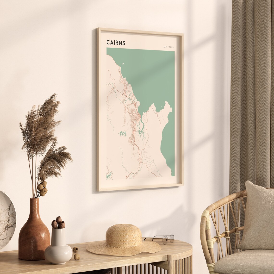 Cairns Australia Minimalist City Map Poster Tropical Coastal Artwork - Image 3