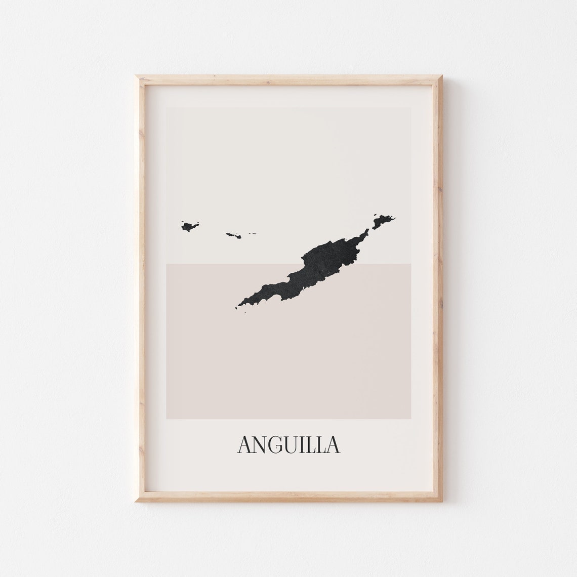Anguilla Caribbean Black Silhouette Minimalist Island Map Poster