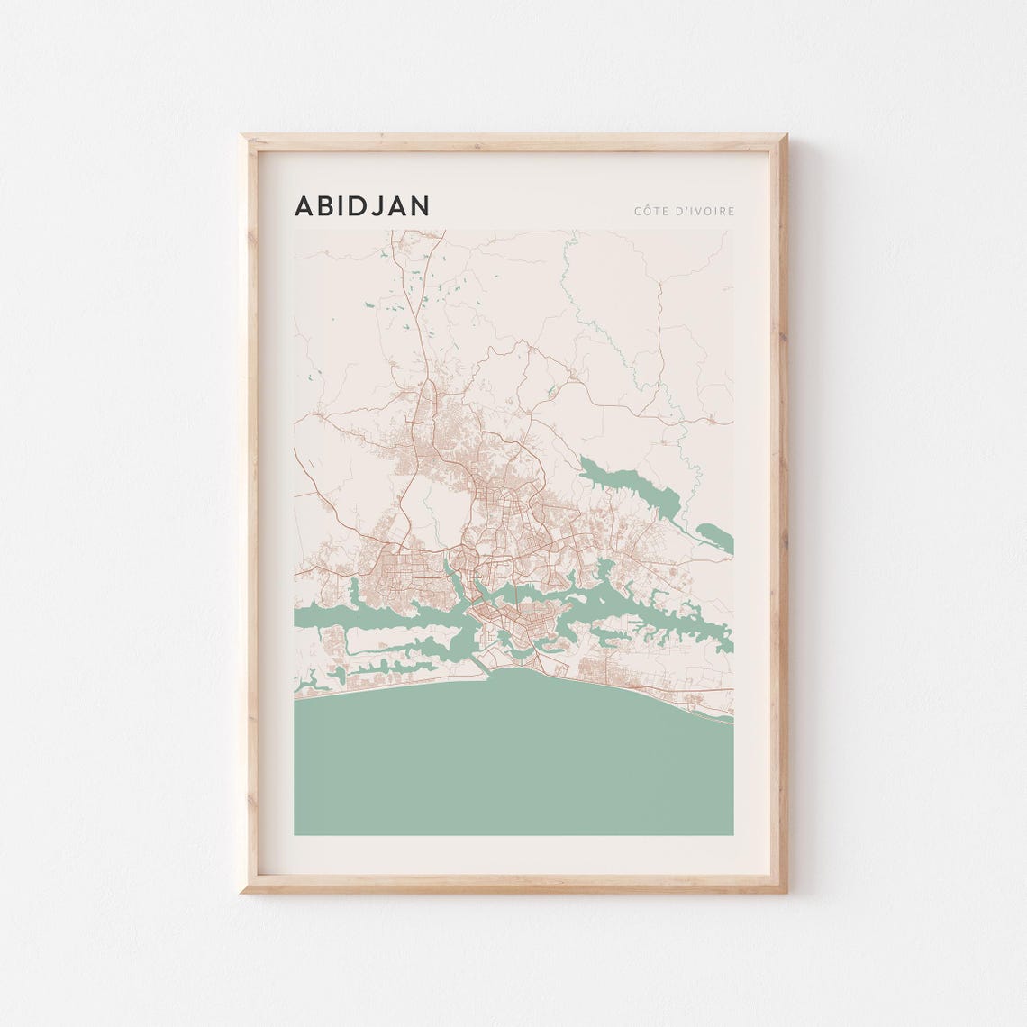 Abidjan Ivory Coast Minimalist City Map Modern Travel Poster