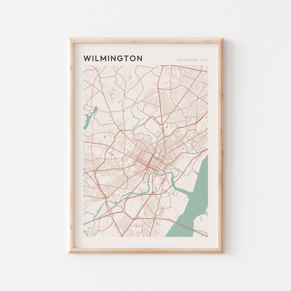 Wilmington Delaware Minimalist City Street Map Poster Boho Wall Decor