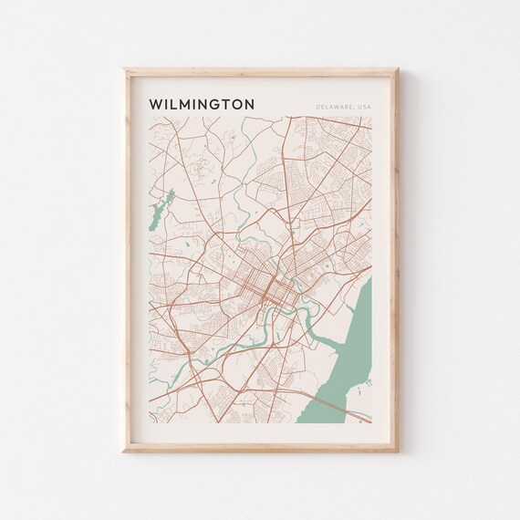 Wilmington Delaware Minimalist City Street Map Poster Boho Wall Decor