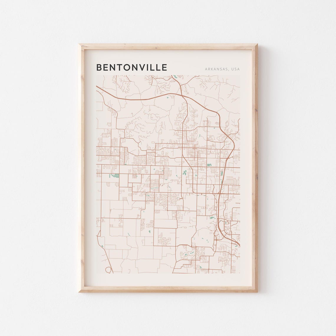 Bentonville Map Poster Bentonville Print Bentonville Poster Bentonville Wall Art Arkansas Travel Gift Farmhouse Wall Decor Travel Art