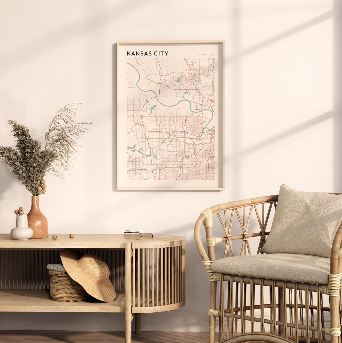 Kansas City Kansas City Map Poster Minimalist Line Art Modern Wall Decor Gift - Image 2