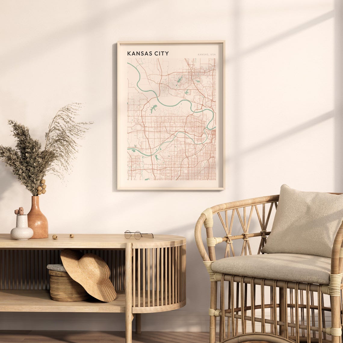 Kansas City Map Poster Kansas City Print Kansas City Poster Kansas City Wall Art Kansas Travel Gift Farmhouse Decor - Image 2