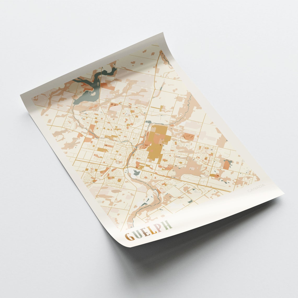Guelph Canada Warm Terracotta Minimalist City Map Poster Decor - Image 2