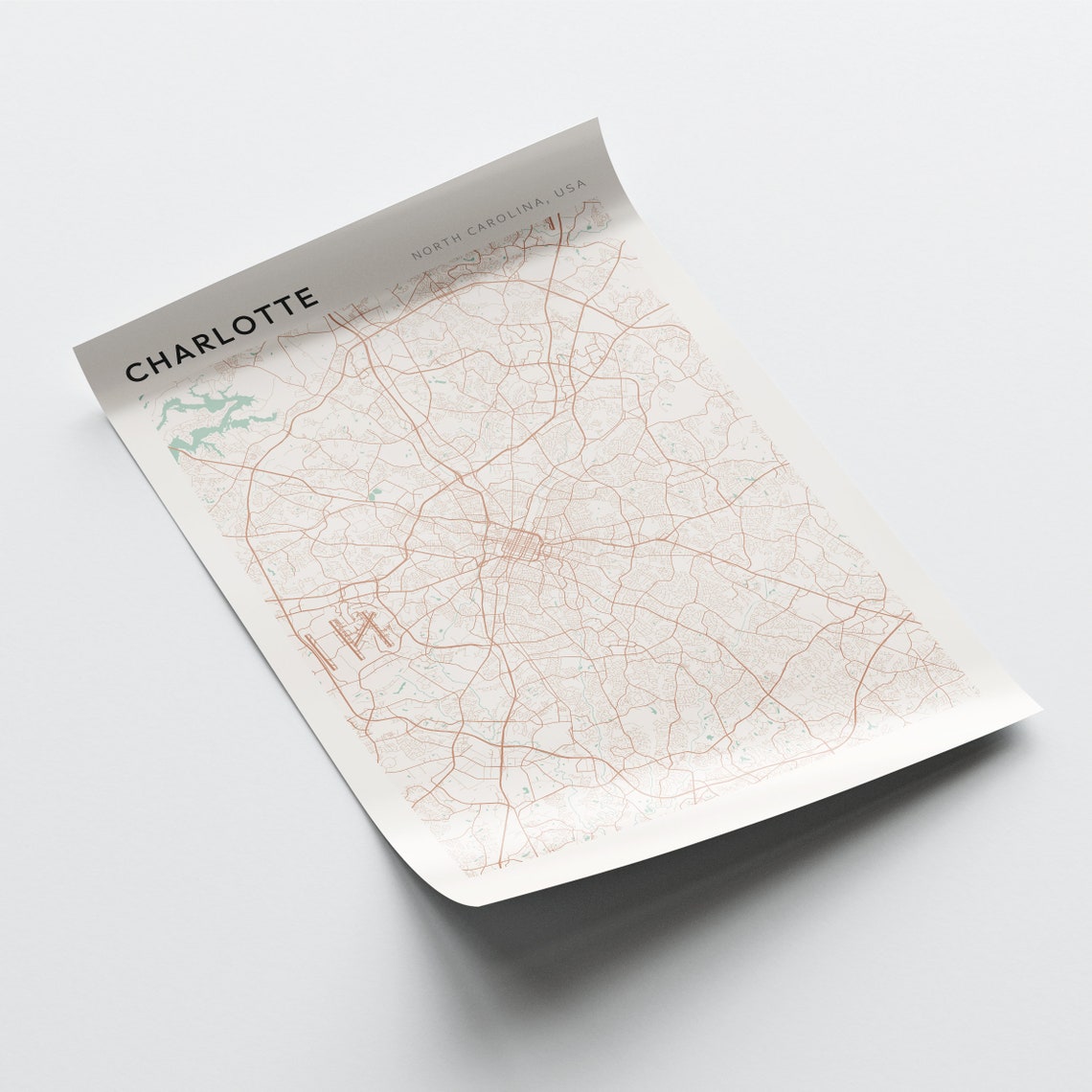 Charlotte North Carolina Minimalist Street Map Travel Poster - Image 2