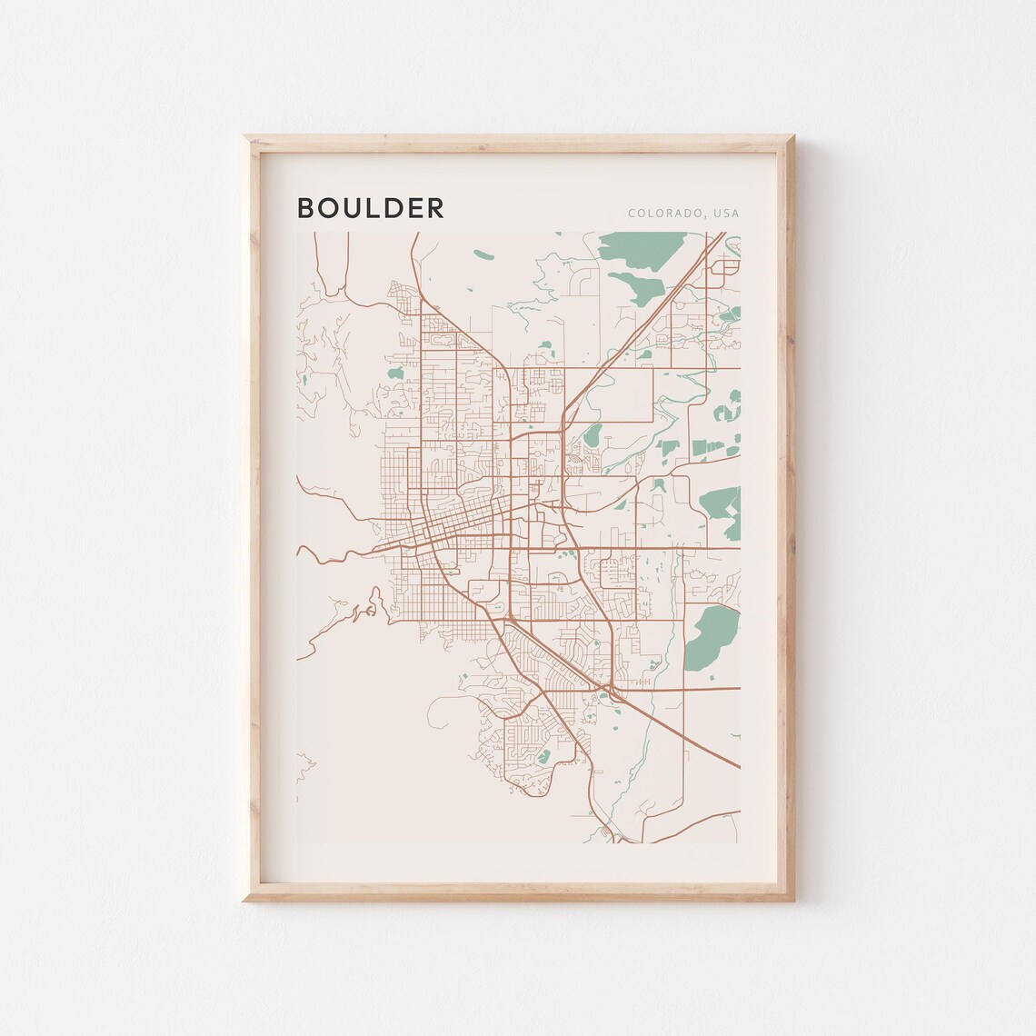 Boulder Colorado Farmhouse Modern Minimalist Street Map Poster