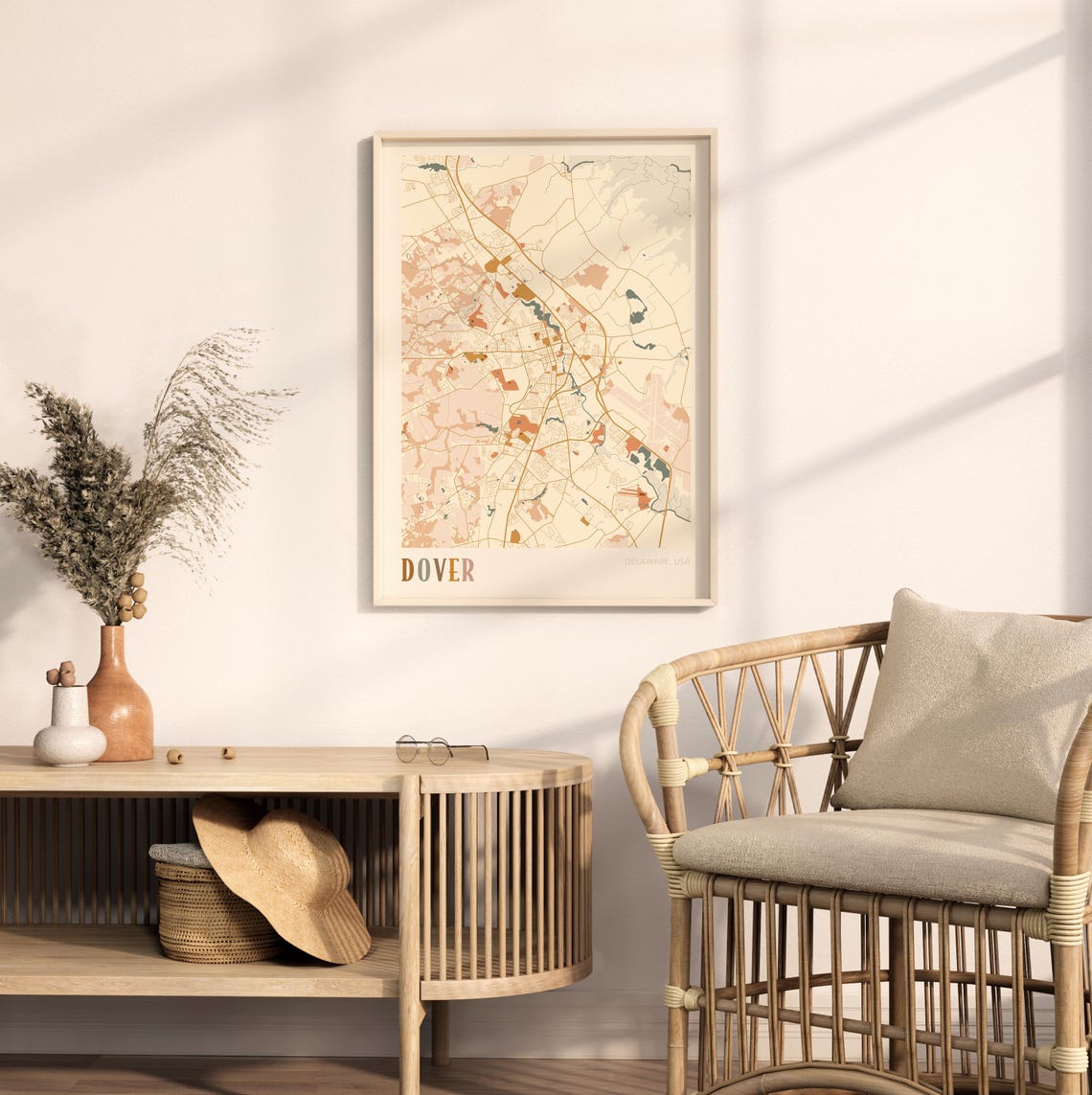 Dover Delaware Colorful Modern Boho City Street Map Decor Poster - Image 2