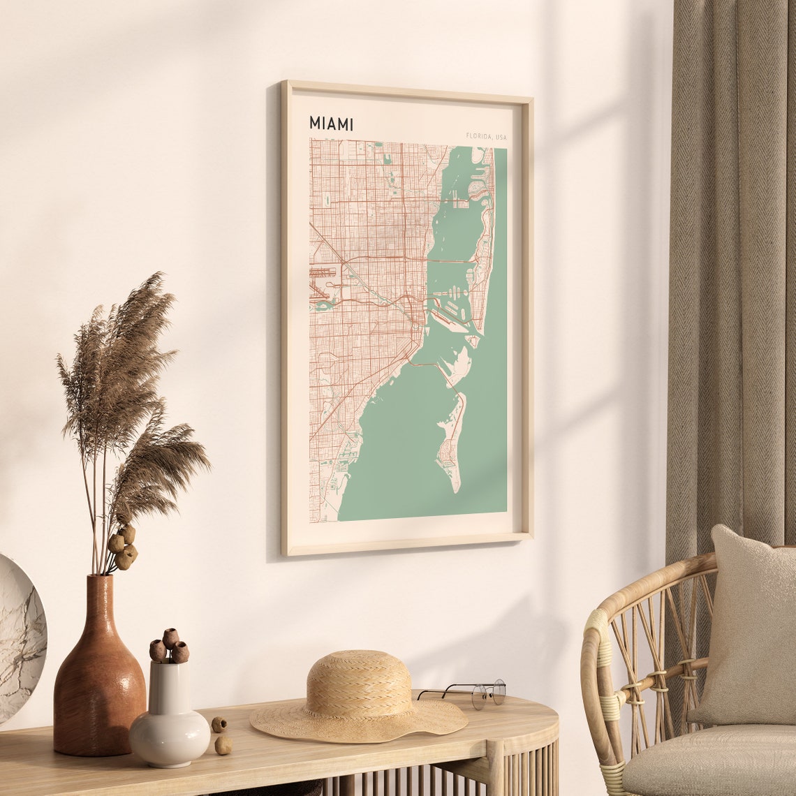 Miami Florida Minimalist Coastal Street Map Travel Art Poster - Image 3