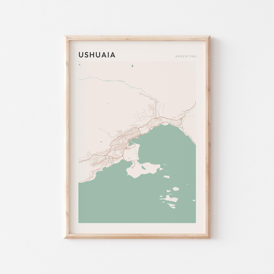 Ushuaia Map Poster Print, Minimalist Travel Gift