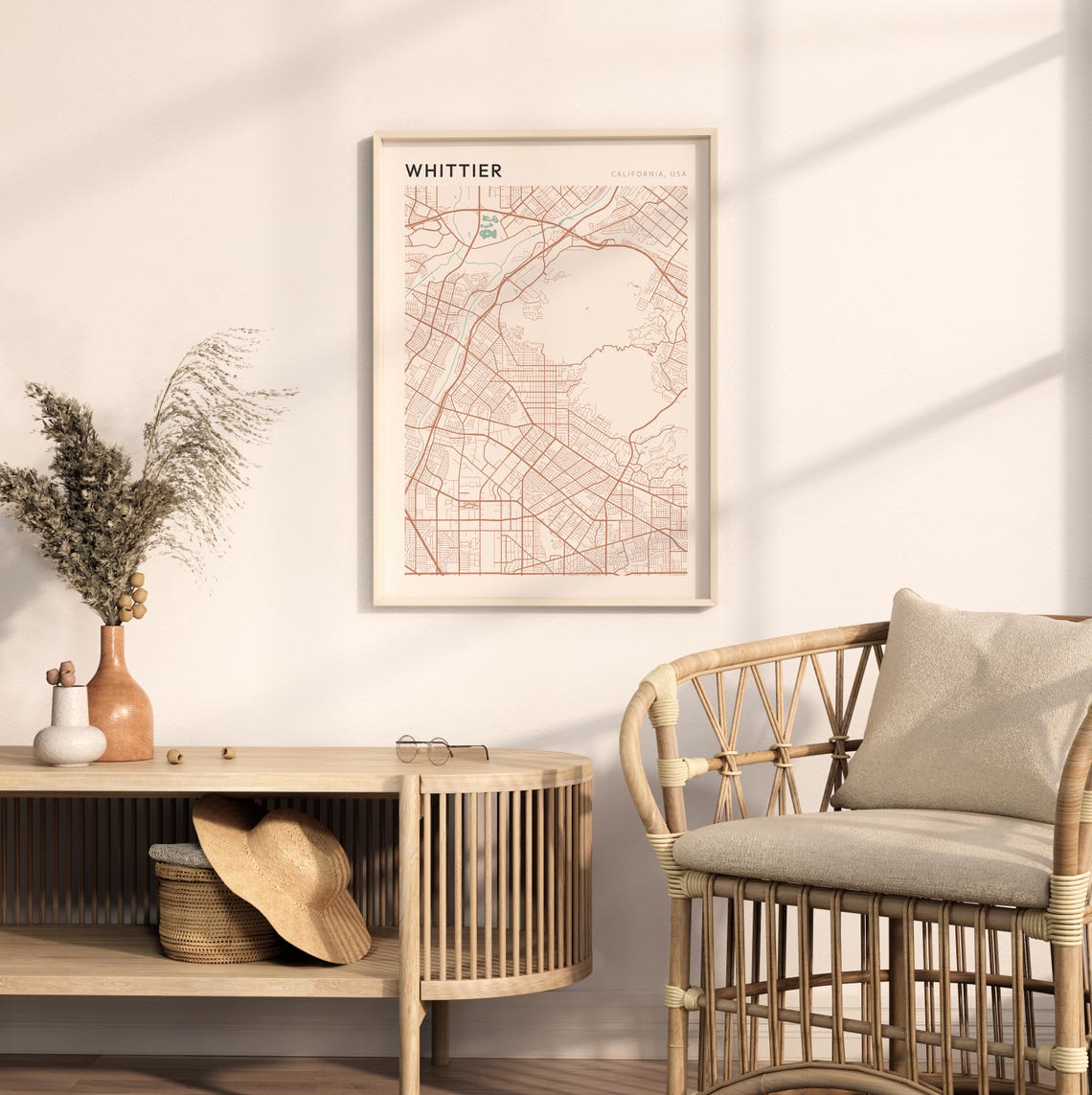 Whittier California Minimalist City Street Map Wall Decor Poster - Image 2
