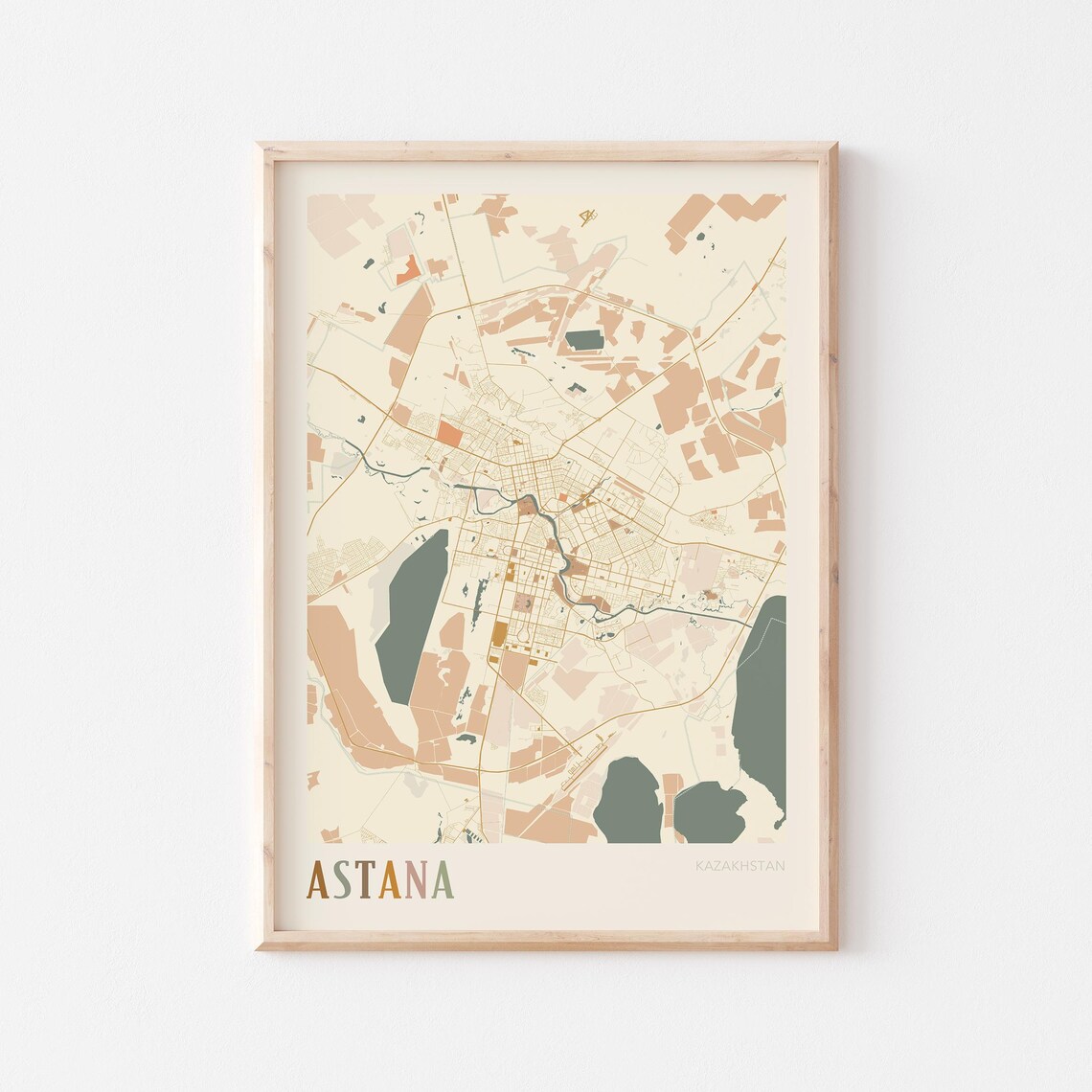 Astana Map Poster Print Wall Art Kazakhstan Travel Gift Boho