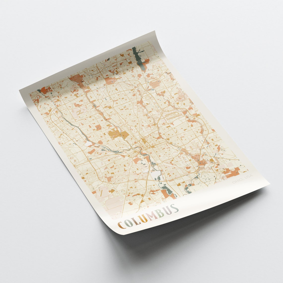 Columbus Ohio Retro City Map Poster with Scioto River Detail - Image 2