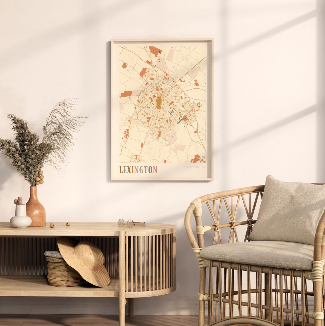 Lexington Kentucky Modern Terracotta City Street Map Art Poster - Image 2