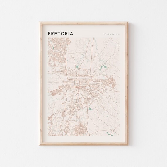 Pretoria Map Poster Print Wall Art South Africa Travel Gift Minimalist
