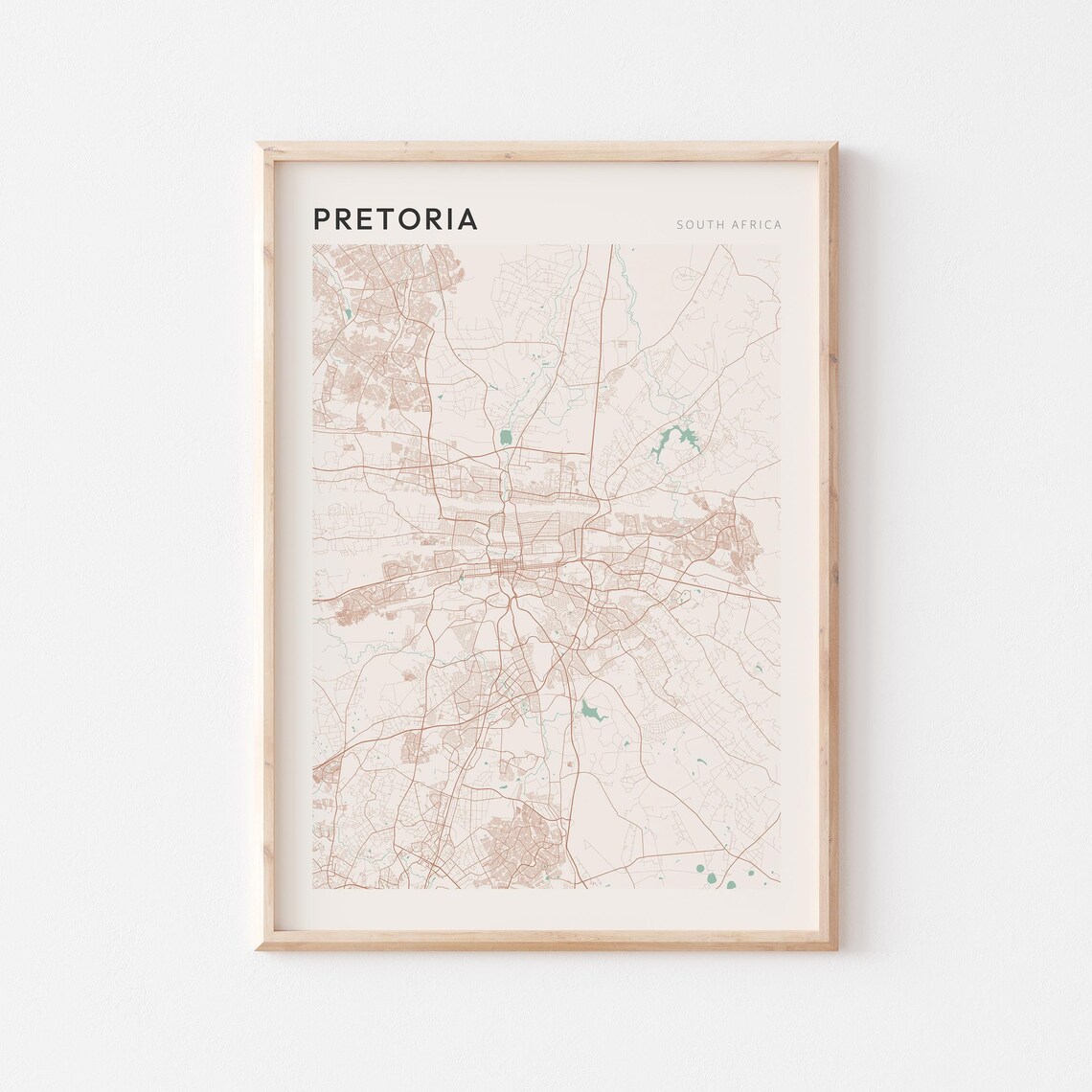 Pretoria Map Poster Print Wall Art South Africa Travel Gift Minimalist