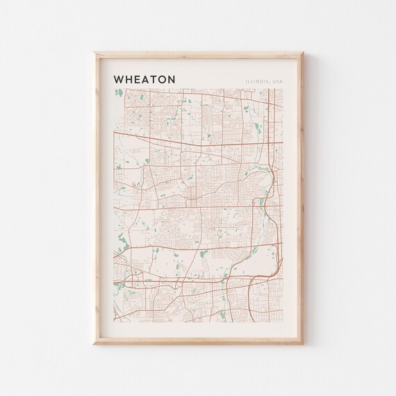 Wheaton Illinois Minimalist Terracotta Street Line Map Poster