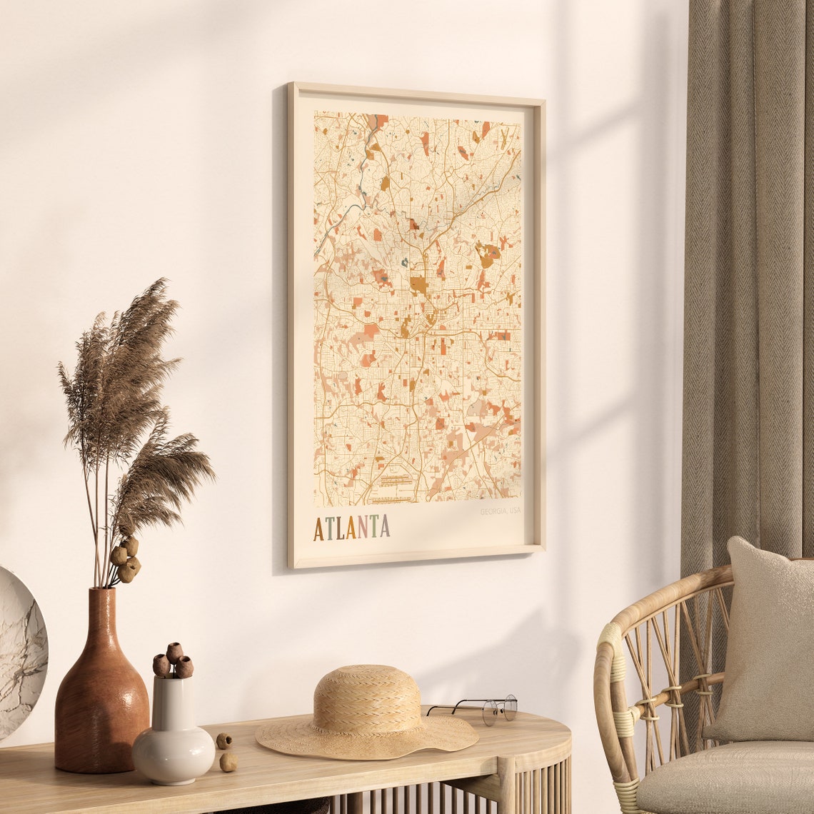 Atlanta Map Poster Atlanta Wall Art Atlanta City Map Atlanta Print Atlanta Poster Atlanta Georgia United States Boho Wall Art - Image 3