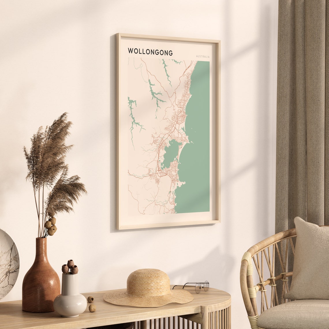 Wollongong New South Wales Australia Modern Minimalist City Map Poster - Image 3