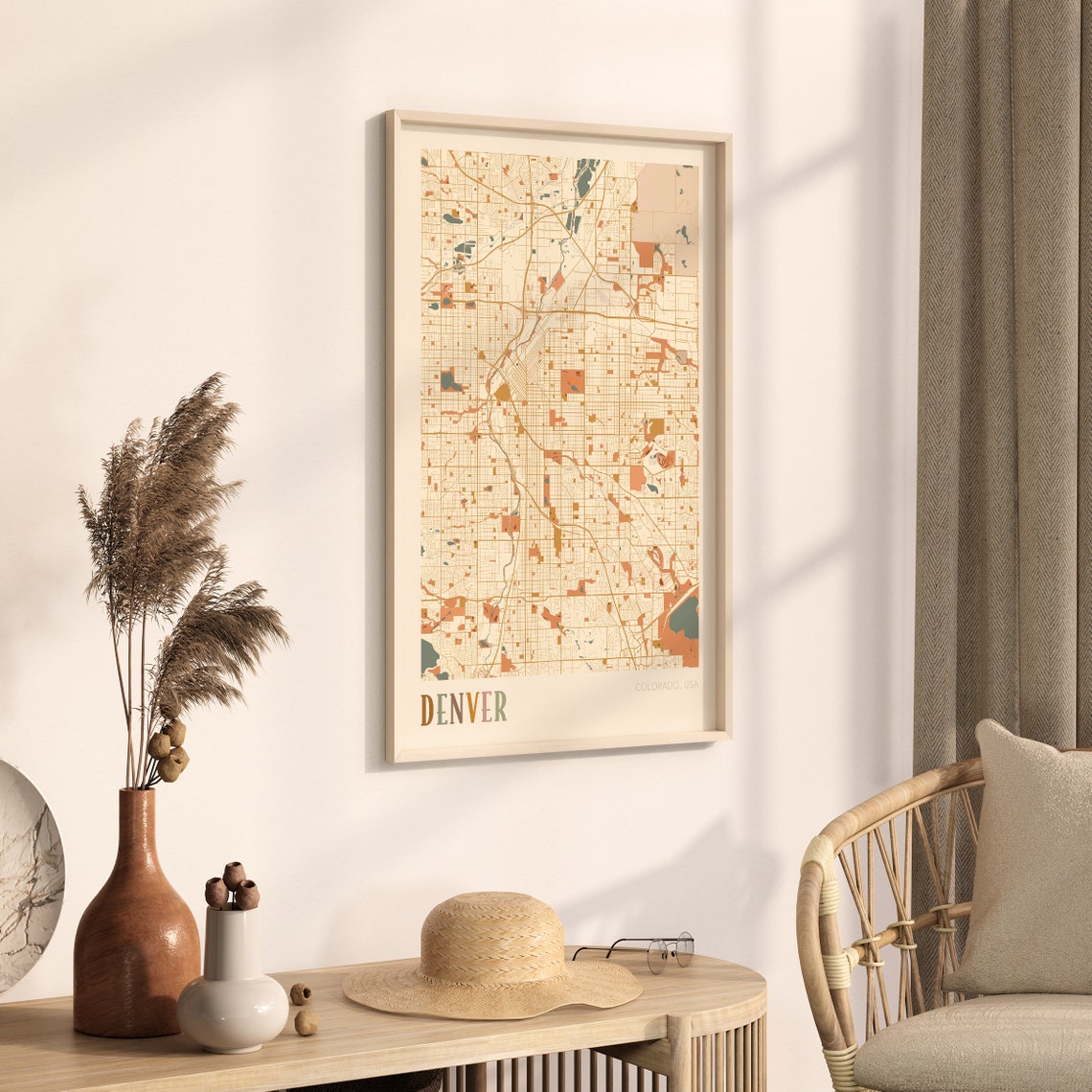 Denver Colorado Retro City Map Poster Mile High City Grid Art - Image 3