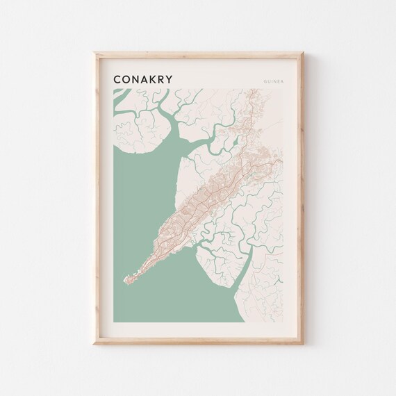 Conakry Map Poster Print Wall Art Guinea Africa Travel Gift Minimalist