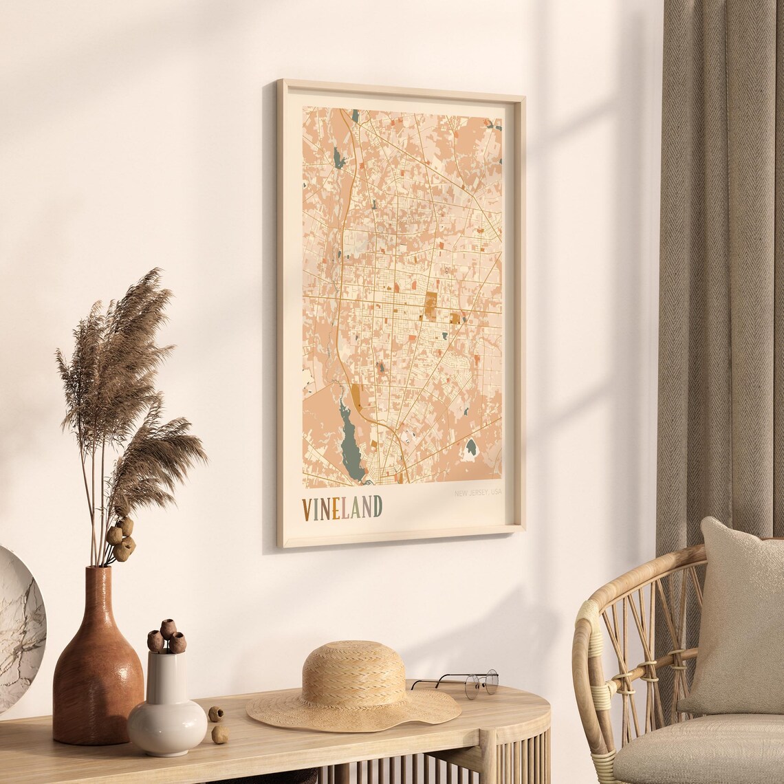 Vineland New Jersey Street Map Poster with Colorful Multicolor Typography - Image 3