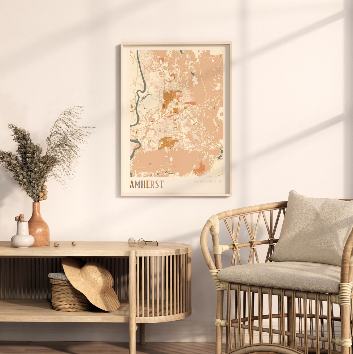 Amherst Map, Massachusetts Travel Gift Poster - Image 2