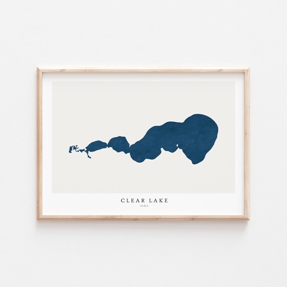 Clear Lake Print Poster Art Wall Map House Gift Iowa