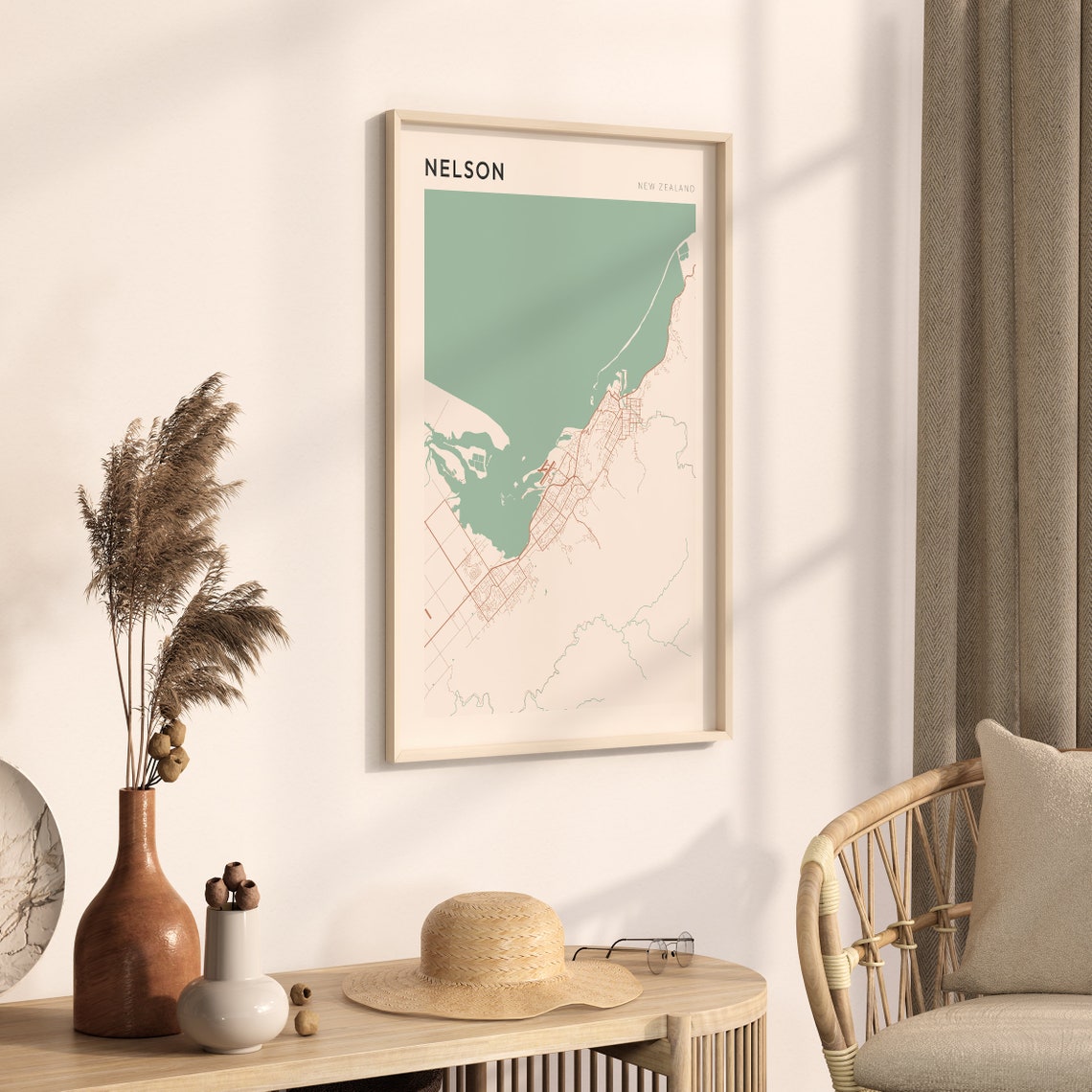 Nelson New Zealand Minimalist Boho Waterfront City Map Poster - Image 3
