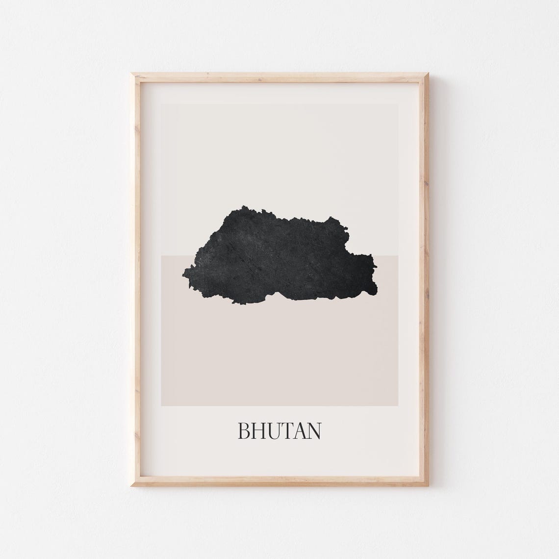 Bhutan Boho Minimalist Black Country Silhouette Map Art Poster