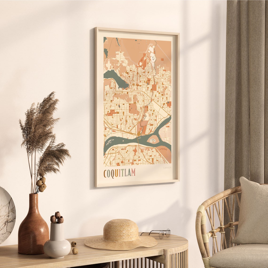 Coquitlam Canada Boho Colorful Street Map City Art Poster Home Decor - Image 3