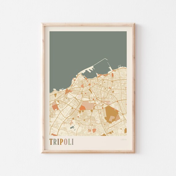Tripoli Map Poster Print Wall Art Libya Africa Travel Gift Boho Decor