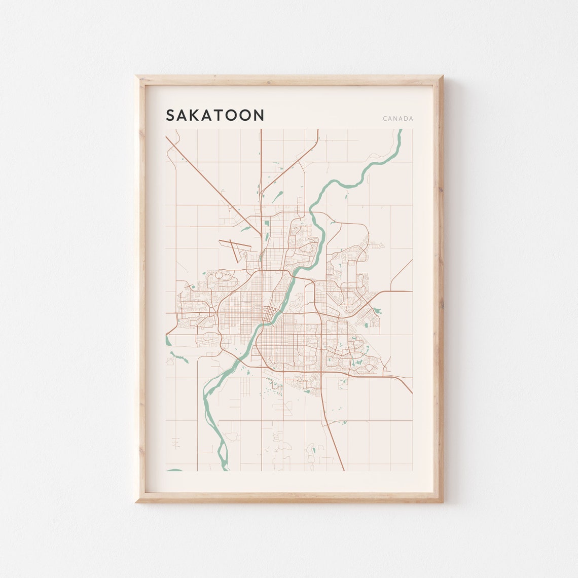 Sakatoon Canada Minimalist Street Map City Art Poster Home Decor
