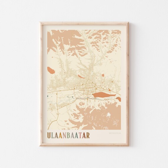 Ulaanbaatar Map Poster Print Wall Art Mongolia Travel Gift Boho