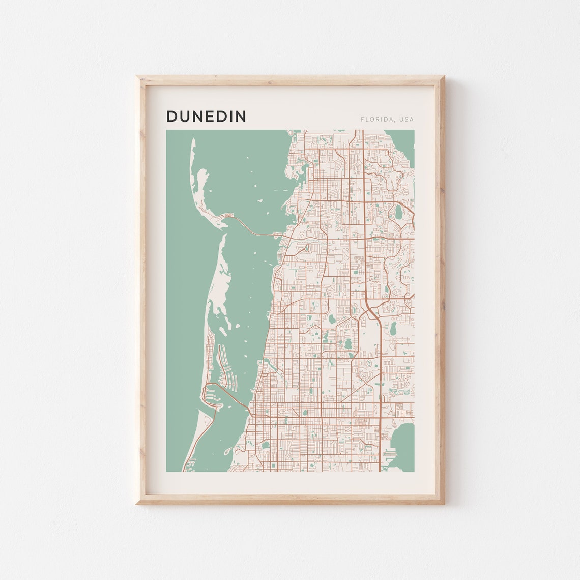 Dunedin Florida Map Poster Copper Line Street Map Coastal Decor