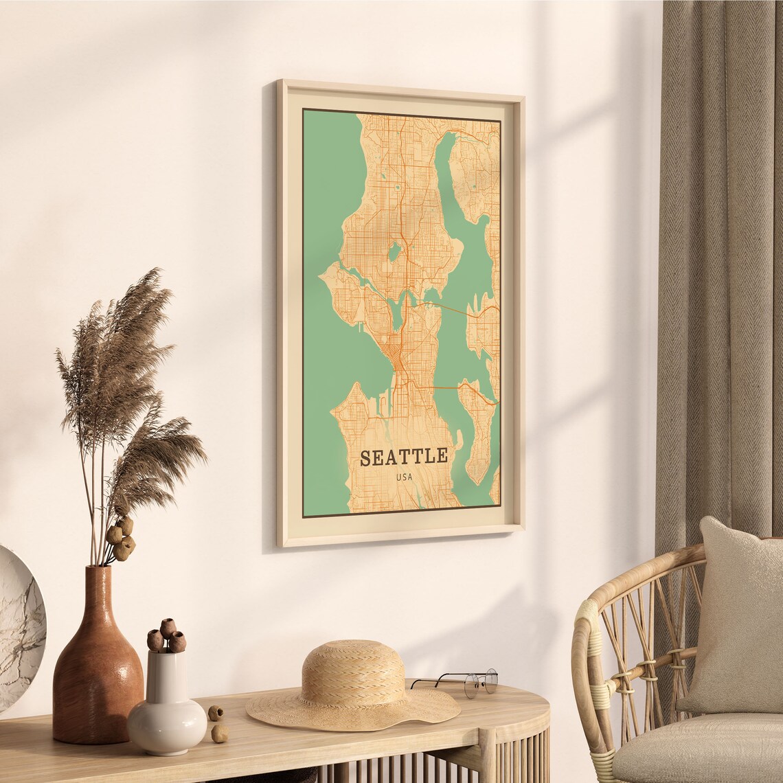 Seattle USA Vintage Street Map City Art Poster Home Decor Gift - Image 3