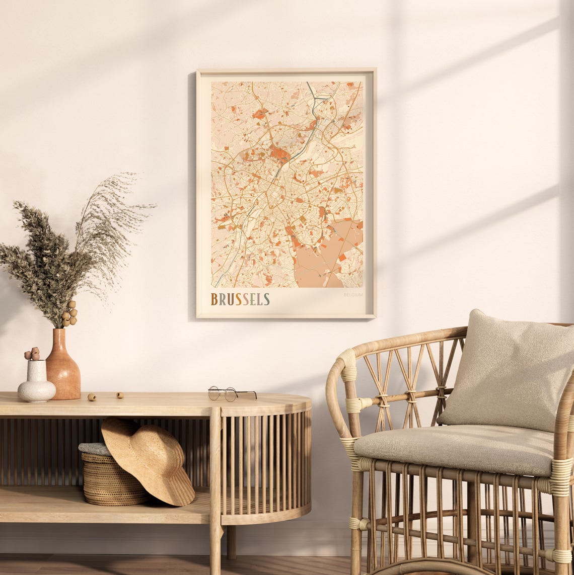 Brussels Belgium Scandinavian Boho City Map Wall Decor Poster - Image 2