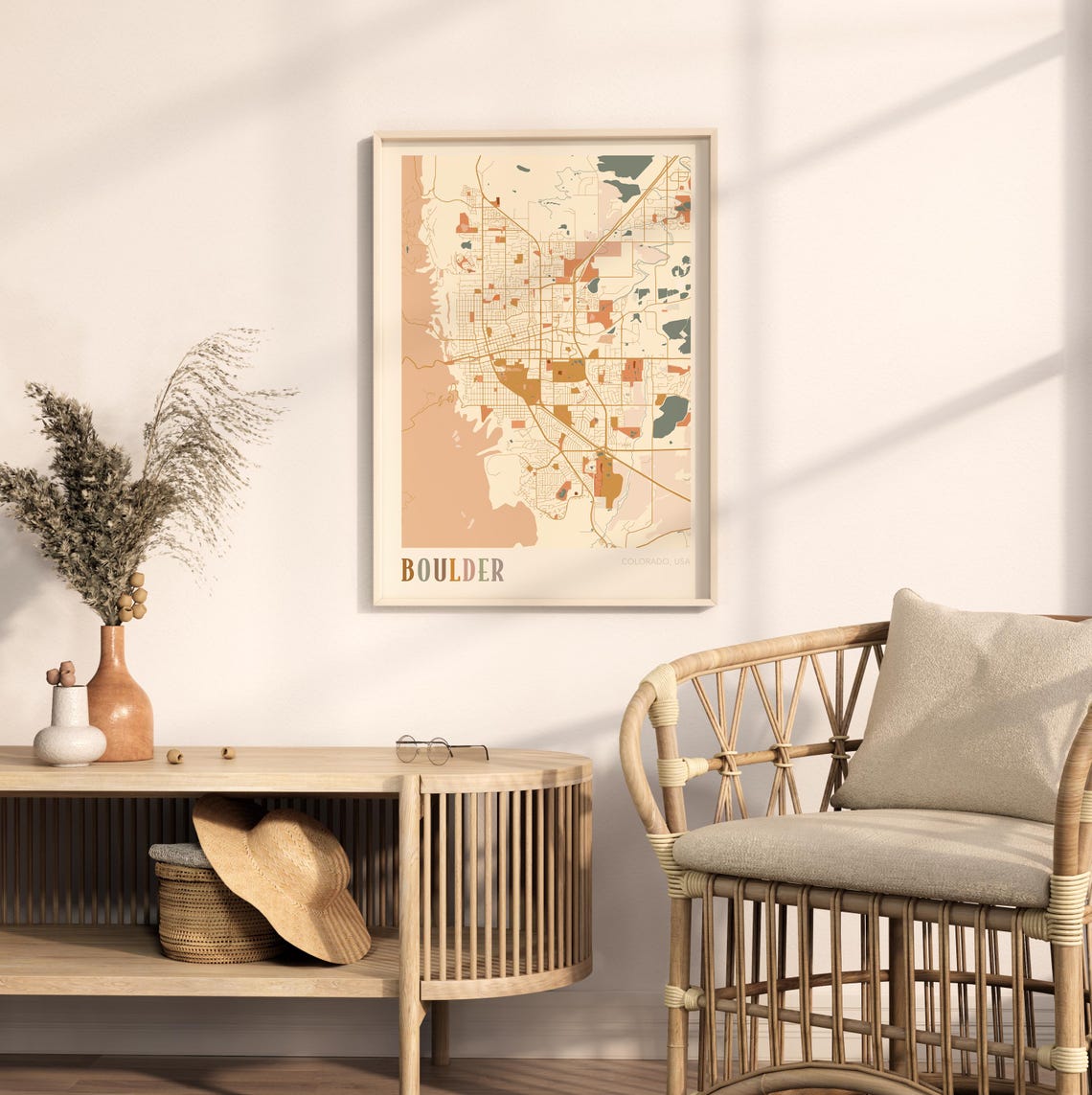 Boulder Colorado Modern Block Style City Map Wall Decor Poster - Image 2
