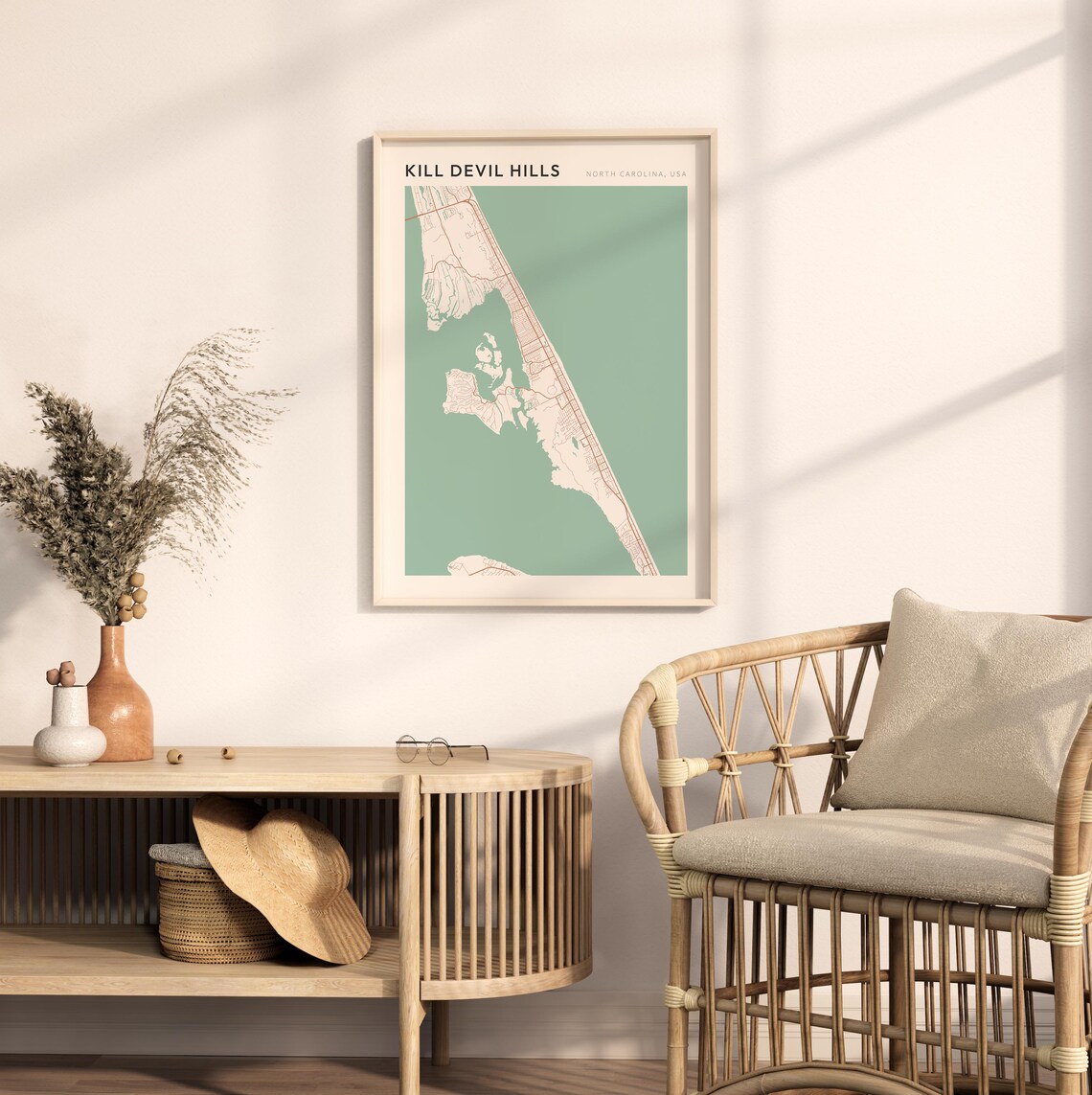 Kill Devil Hills North Carolina Minimalist Line Art Outer Banks Map Poster - Image 2