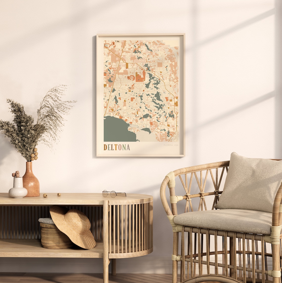 Deltona Florida Boho City Map Art Poster for New Home Decor Art - Image 2