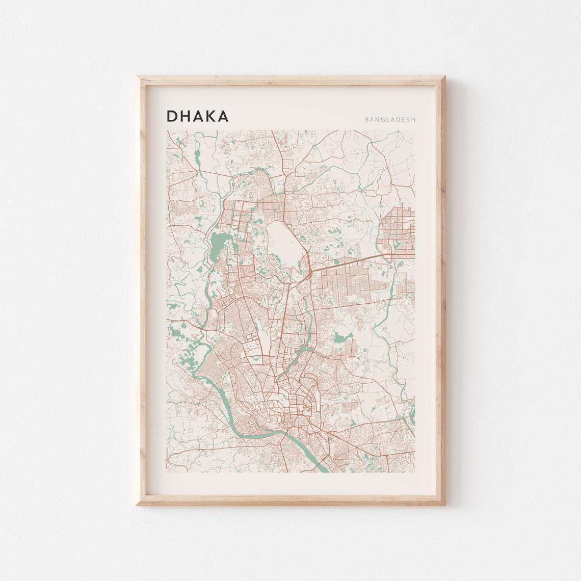 Dhaka Bangladesh City Minimalist Beige Scandi Street Map Poster