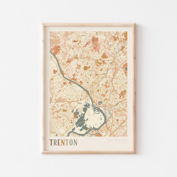 Trenton Map Poster Trenton Print Trenton Poster Trenton Wall Art New Jersey Travel Gift Boho Poster