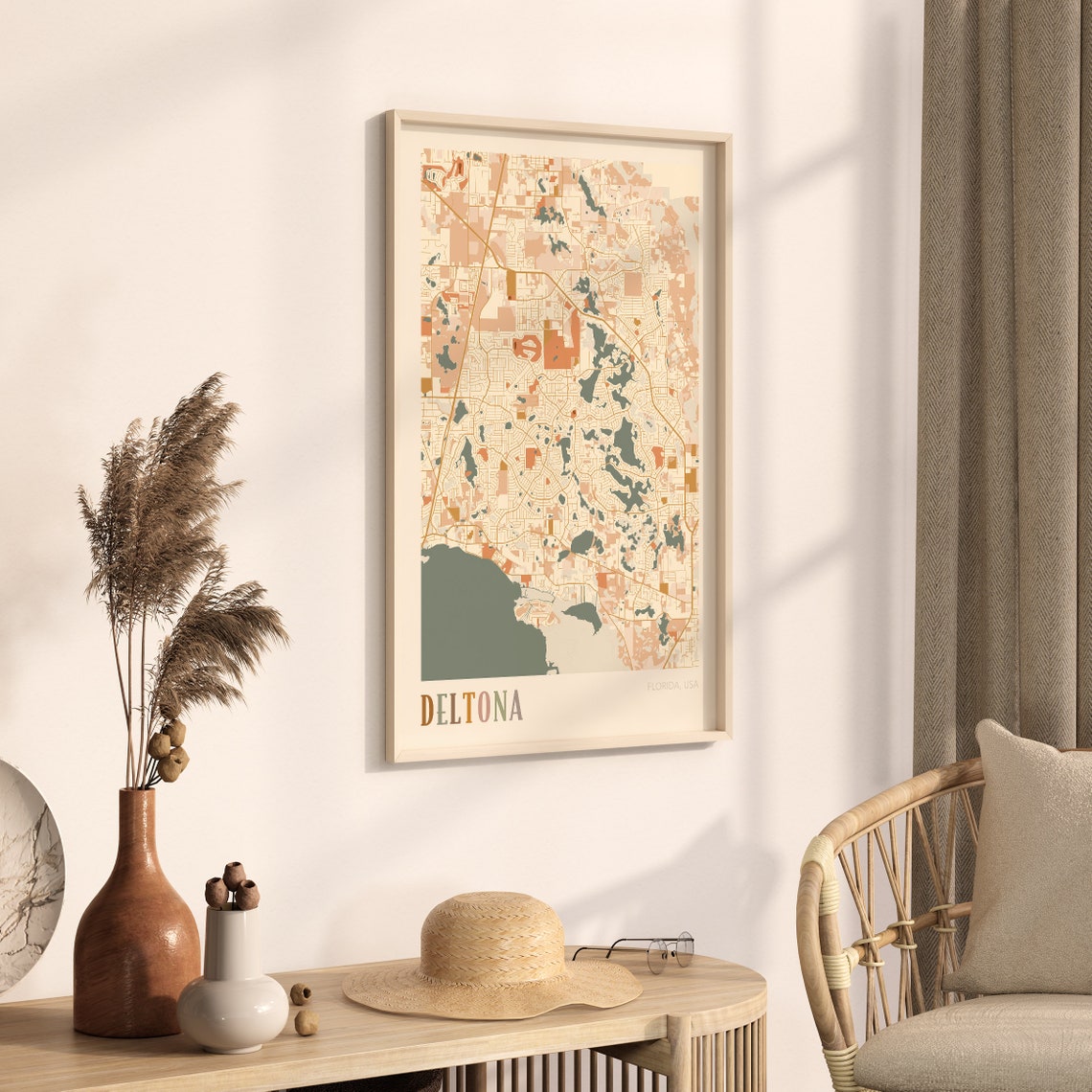 Deltona Florida Boho City Map Art Poster for New Home Decor Art - Image 3