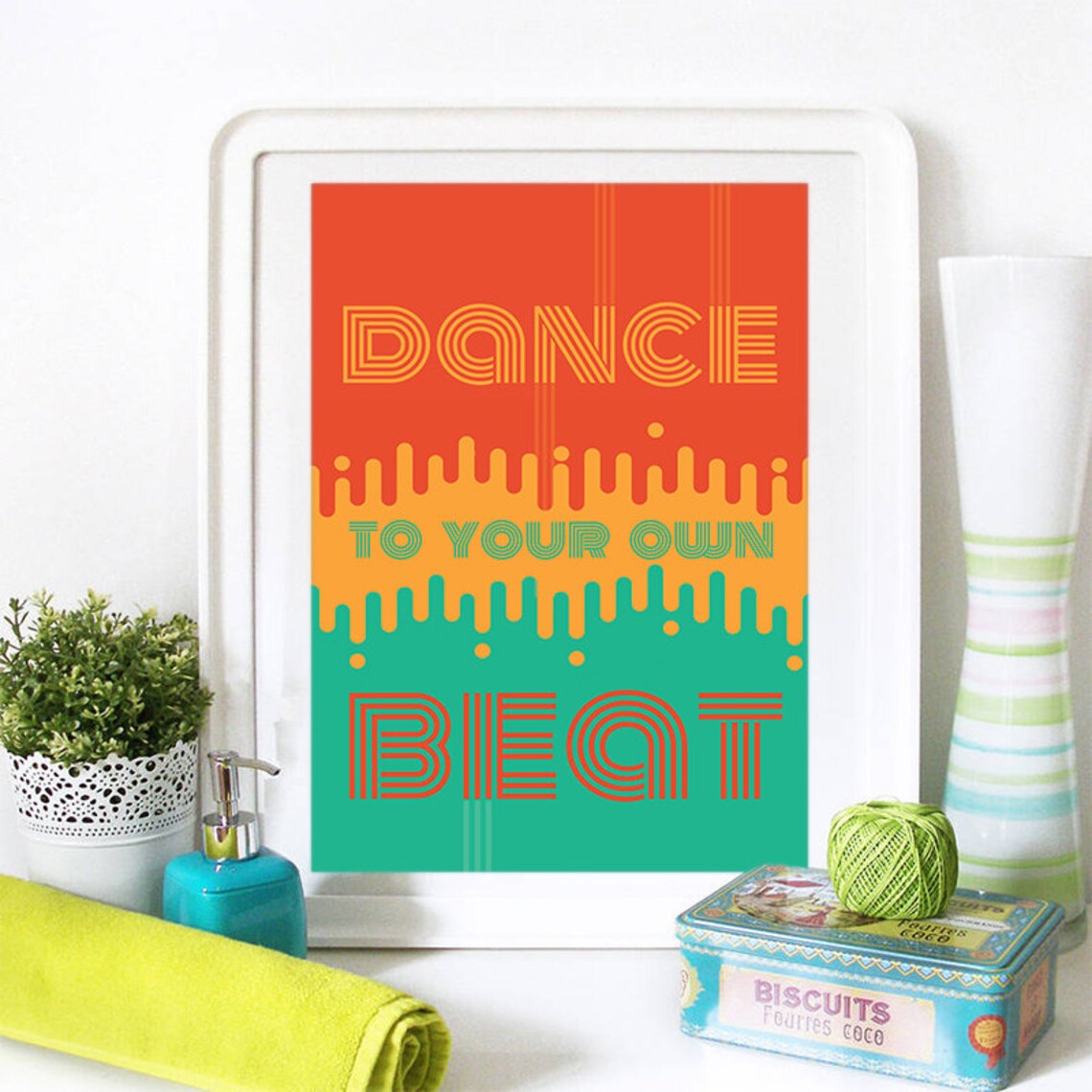 Dance to Your Own Beat Groovy Retro Colorblock Typography Poster - Image 2