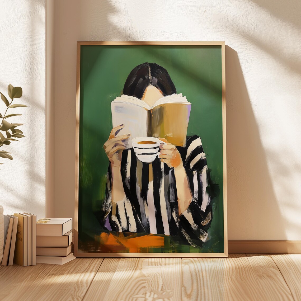 Woman Reading Painting, Bookish Minimalist Decor