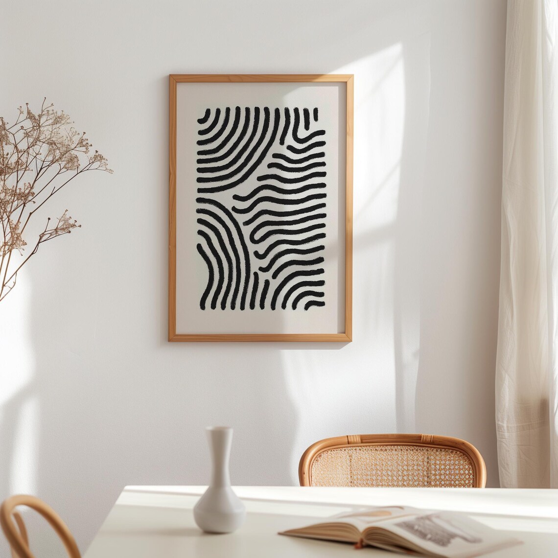 Abstract Monochrome Line Art, Minimalist Graphic