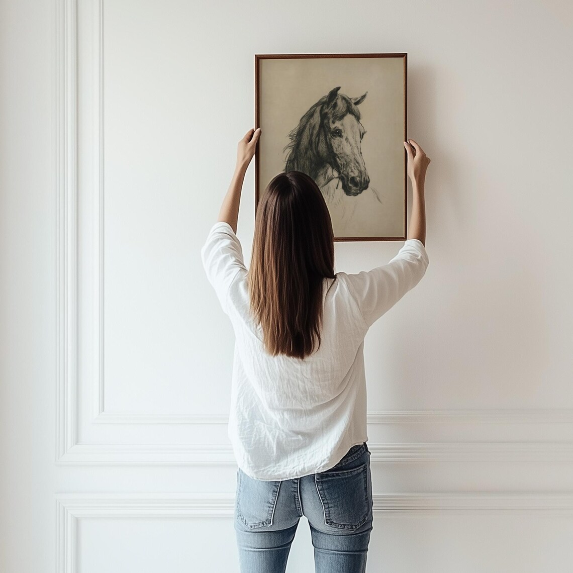 Horse Head Charcoal Sketch Equine Portrait Vintage Animal Print - Image 3